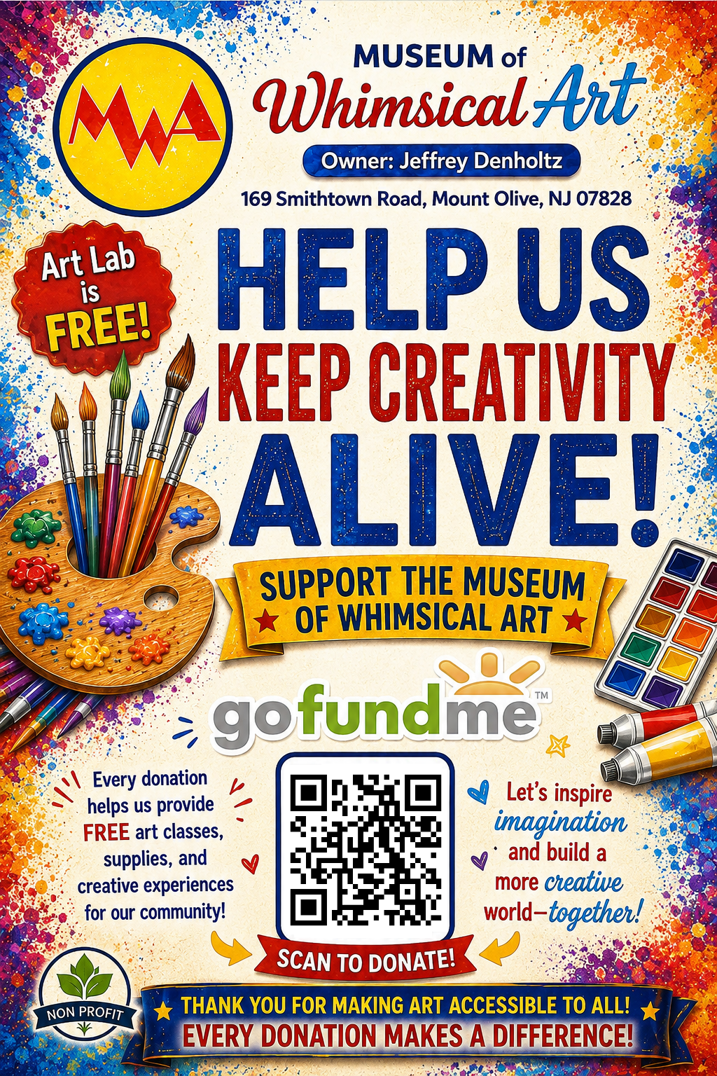 Support the Museum of Whimsical Art - scan or click to donate
